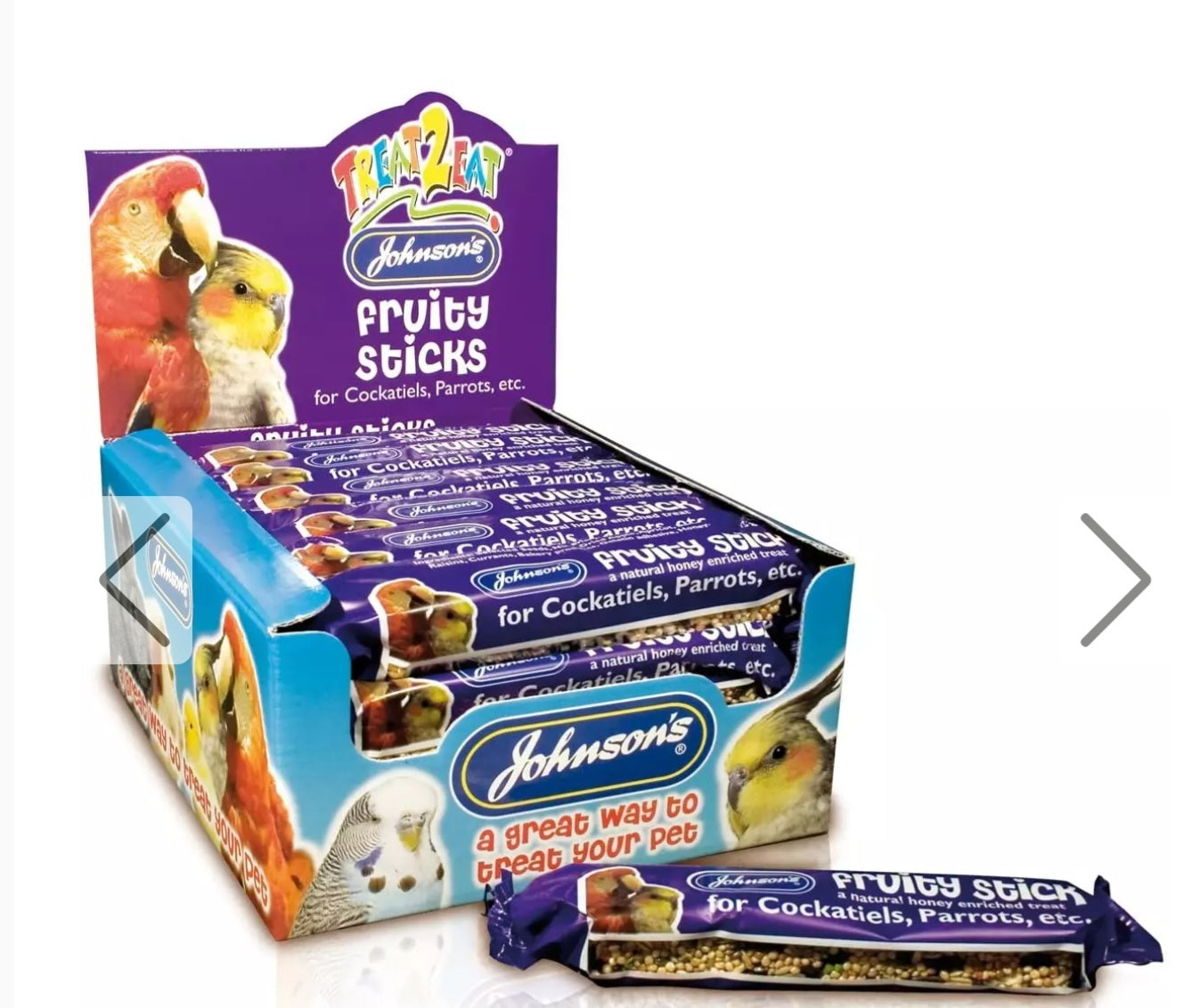 Johnson's Honey Enriched Cockatiel & Parrot Treat Bar - Fruity Stick